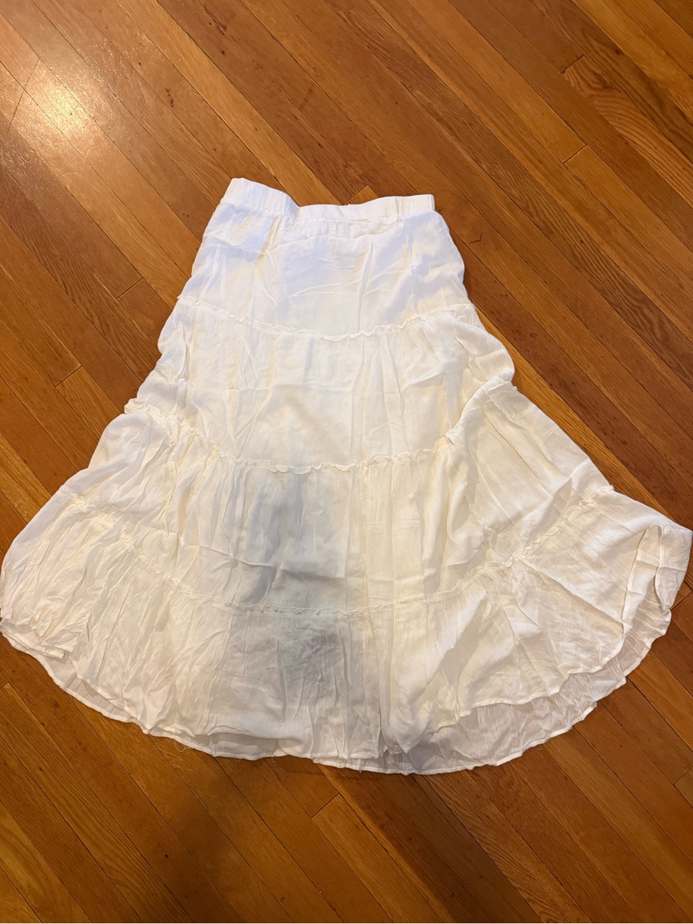 Princess Polly 8 M White Crinkled Skirt boho tired maxi long